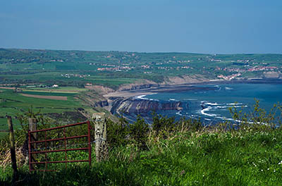 ENG: Yorkshire & Humberside Region, North Yorkshire, North Yorkshire Coast, Sea Cliffs, Ravenscar, View of Robin Hood Bay [Ask for #270.126.]