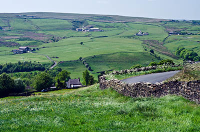 ENG: The Northwest Region, Lancashire, The Pennines, Rossendale, Haslingden, Halo Panopticon, Top o' Slate Nature Reserve. View from the approach lane towards Haslingden Moor [Ask for #270.274.]