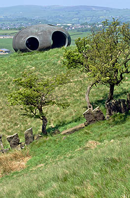 ENG: The Northwest Region, Lancashire, The Pennines, Pendle, Wycoller Country Park, Moorland at the Atom Panopticon, with ruinous flagstone wall [Ask for #270.298.]