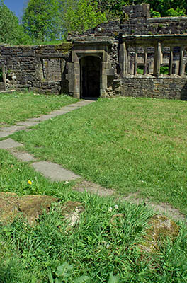 ENG: The Northwest Region, Lancashire, The Pennines, Pendle, Wycoller Country Park, 18th c. Wycoller Hall, in ruinous condition, was the model for Ferndean Manor in "Jane Eyre". The Bronte Way and Pennine Bridleway pass. [Ask for #270.311.]