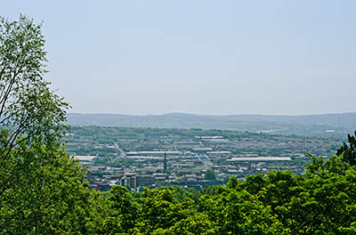 ENG: The Northwest Region, Lancashire, The Pennines, Blackburn-with-Darwen, Corporation Park, View from Colourfields Panopticon, a 19th c. battery converted to a public art project [Ask for #270.351.]