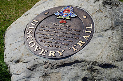 ENG: The Northwest Region, Lancashire, The Pennines, Blackburn-with-Darwen, Corporation Park, Bronze trail marker at Colourfields Panopticon, a 19th c. battery converted to a public art project [Ask for #270.352.]