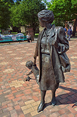 ENG: The Northwest Region, Lancashire, The Pennines, Blackburn-with-Darwen, City Center, Grandmother and Child (1996), a public sculpture outside the cathedral and by the railway station [Ask for #270.373.]