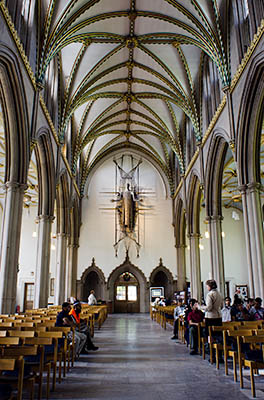 ENG: The Northwest Region, Lancashire, The Pennines, Blackburn-with-Darwen, Blackburn Cathedral, Interior, designed by John David Hayward (c. 1960s) and conceived as a single work of art. Christ the Worker. [Ask for #270.376.]