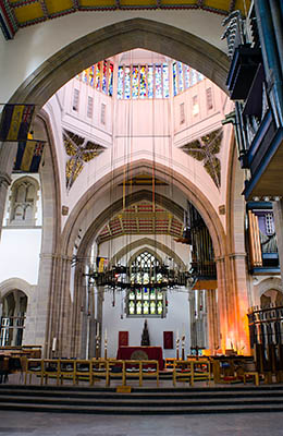 ENG: The Northwest Region, Lancashire, The Pennines, Blackburn-with-Darwen, Blackburn Cathedral, Interior, designed by John David Hayward (c. 1960s) and conceived as a single work of art. Alter with Crown of Thorns corona [Ask for #270.379.]