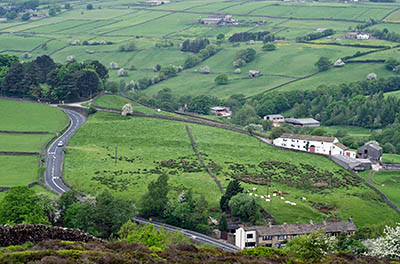 ENG: Yorkshire & Humberside Region, West Yorkshire, Bradford Borough, Haworth, Haworth Moors, View from the open moors to the settled lands [Ask for #270.424.]