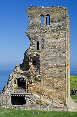 ENG: Yorkshire & Humberside Region, North Yorkshire, North Yorkshire Coast, Scarborough City, Scarborough Castle (EH), Castle keep, viewed from walls [Ask for #270.512.]