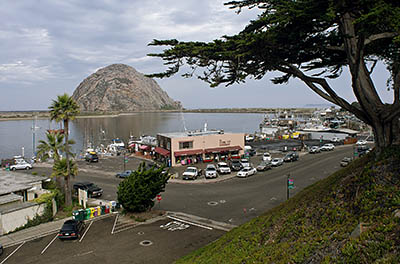 CA: South Coast Region, San Luis Obispo County, Pacific Coast Area, City of Morro Bay, Embarcadero, View across Morro Bay towards Morro Rock. [Ask for #271.022.]