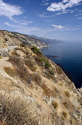 CA: South Coast Region, Monterey County, Los Padres National Forest, Big Sur, Village of Posts, Cliff view from the Pacific Coast Highway [Ask for #271.056.]