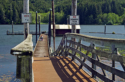 OR: South Coast Region, Coos County, Northern Coastal Area, Lakeside Community, Tenmile Lake, Tenmile Lake County Park, View of lake from county boat ramp and dock [Ask for #274.171.]