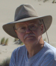 OR: South Coast Region, Coos County, Northern Coastal Area, Jordan Cove Road, Weyerhauser Recreation Site, Weyco Trail, Forests and wetlands are taking over landward areas of this large dune field; this publicly open area is owned by Weyerhauser Corp.; self-portrait [Ask for #274.961.]