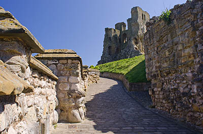 ENG: Yorkshire & Humberside Region, North Yorkshire, North Yorkshire Coast, Scarborough City, Scarborough Castle (EH), View from the gatehouse towards the keep. [Ask for #270.501.]